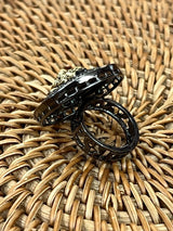 Statement Sabyasachi Inspired Adjustable Ring with Lion face in Black Metal - Kaash