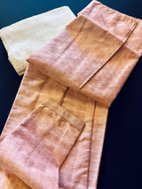 Tea Pink men's kurta pajama in silk (non-pure) with self-design weave with embroidered pattern — Kaash Collection