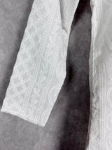 White Boys Georgette Chikankari 2-piece kurta pajama set for boys with lucknowi chikankari on georgette — Kaash Collection