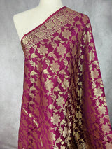 Wine Color Banarasi Soft Silk Light Weight Dupatta - Kaash