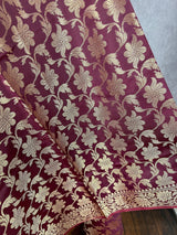 Wine Color Banarasi Soft Silk Light Weight Dupatta - Kaash
