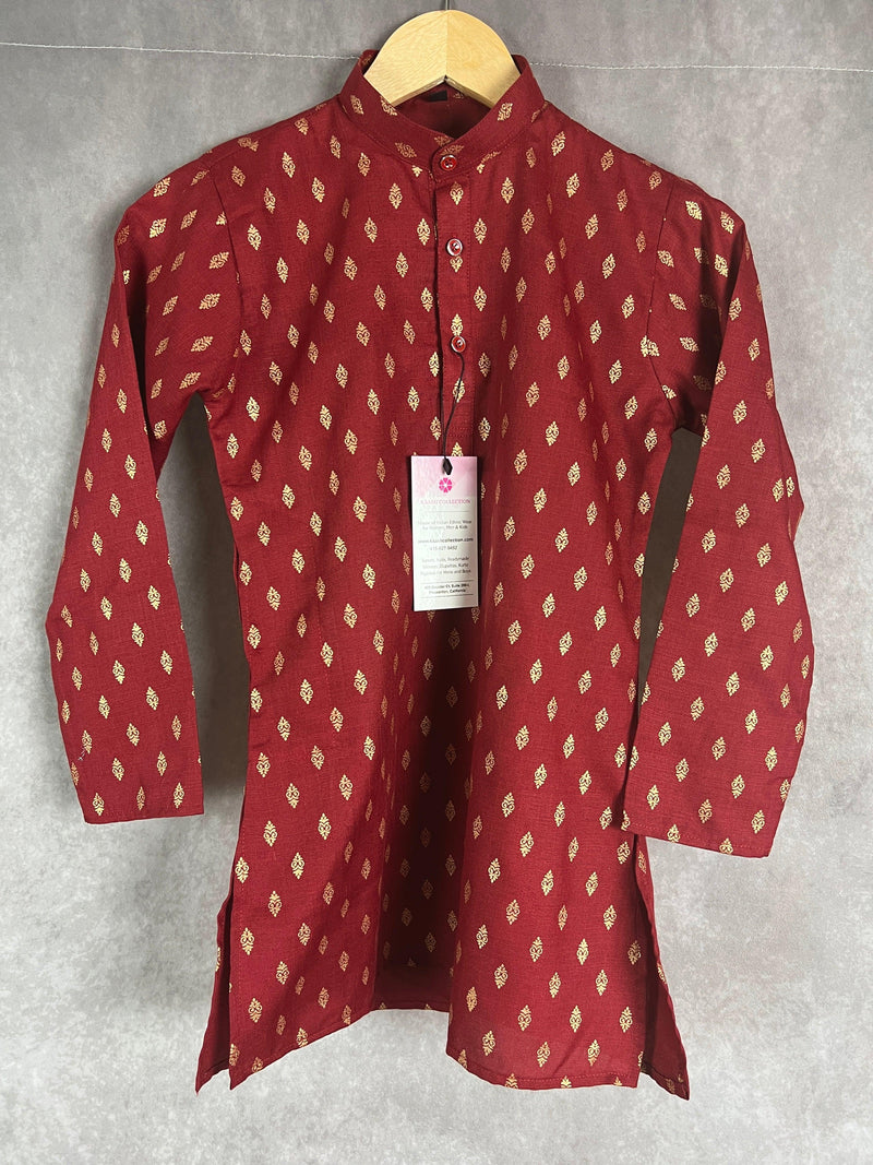 Wine Color Dhoti Sets for Boys | Soft Cotton Silk Kurtas for Boys | Dhoti Sets for Boys |Kurta Pajama for Boys | Kaash Kids Wear - Kaash