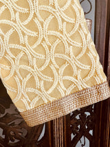 Yellow Boys Georgette Chikankari 2-piece kurta pajama set for boys with lucknowi chikankari on georgette — Kaash Collection