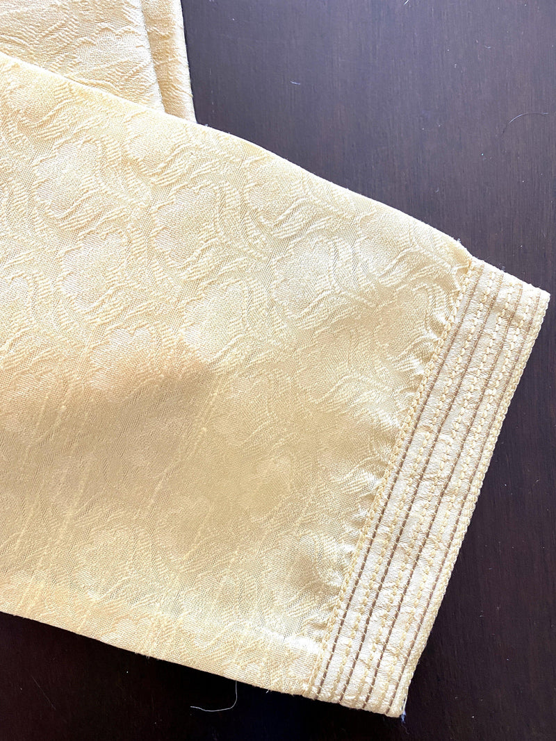 Yellow Color Men Kurta Pajama Set with Embroidery work on neckline | Kurta for Haldi - Kaash