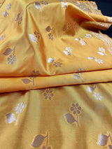 Yellow Silk Floral Designer dupatta in silk with designer with zari weaving — Kaash Collection