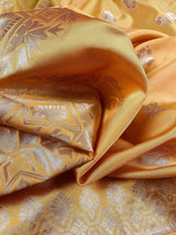 Yellow Silk Designer with Tint of Orange dupatta in silk with designer with zari weaving — Kaash Collection