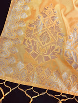 Yellow Silk Designer with Tint of Orange dupatta in silk with designer with zari weaving — Kaash Collection